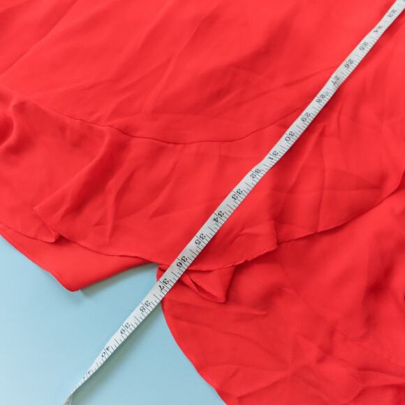 NEW City Chic Bright Red Wrap Front Ruffle Hem Dress Short Sleeve Size US 20 - Picture 7 of 9